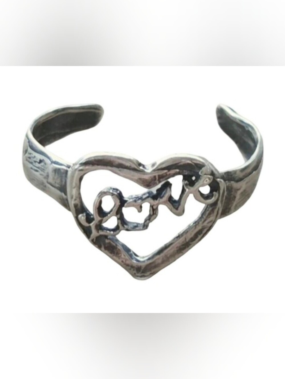 Vintage 90s Sterling Silver 925 Floating Heart LOVE Toe Ring Adjustable Pristine